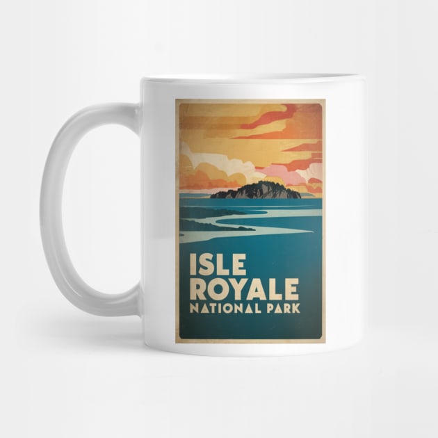 Isle Royale National Park Retro Poster Illustration by Perspektiva